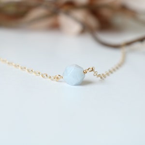 March birthstone necklace, aquamarine gemstone jewelry, personalized March jewelry, aquamarine necklace, march necklace minimalist necklace