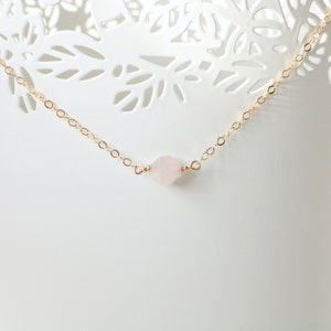 January birthstone necklace, rose quartz gemstone necklace, personalized jewelry, January necklace, rose quartz jewelry under 30 gift