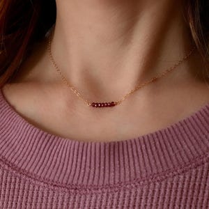 January birthstone necklace, garnet gemstone necklace, personalized jewelry, garnet necklace, January birthday, Mother&#39;s Day gift for mom