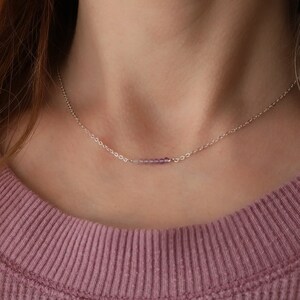 February birthstone necklace, delicate amethyst necklace, personalized ombre amethyst necklace, February birthday, Valentine gift for her