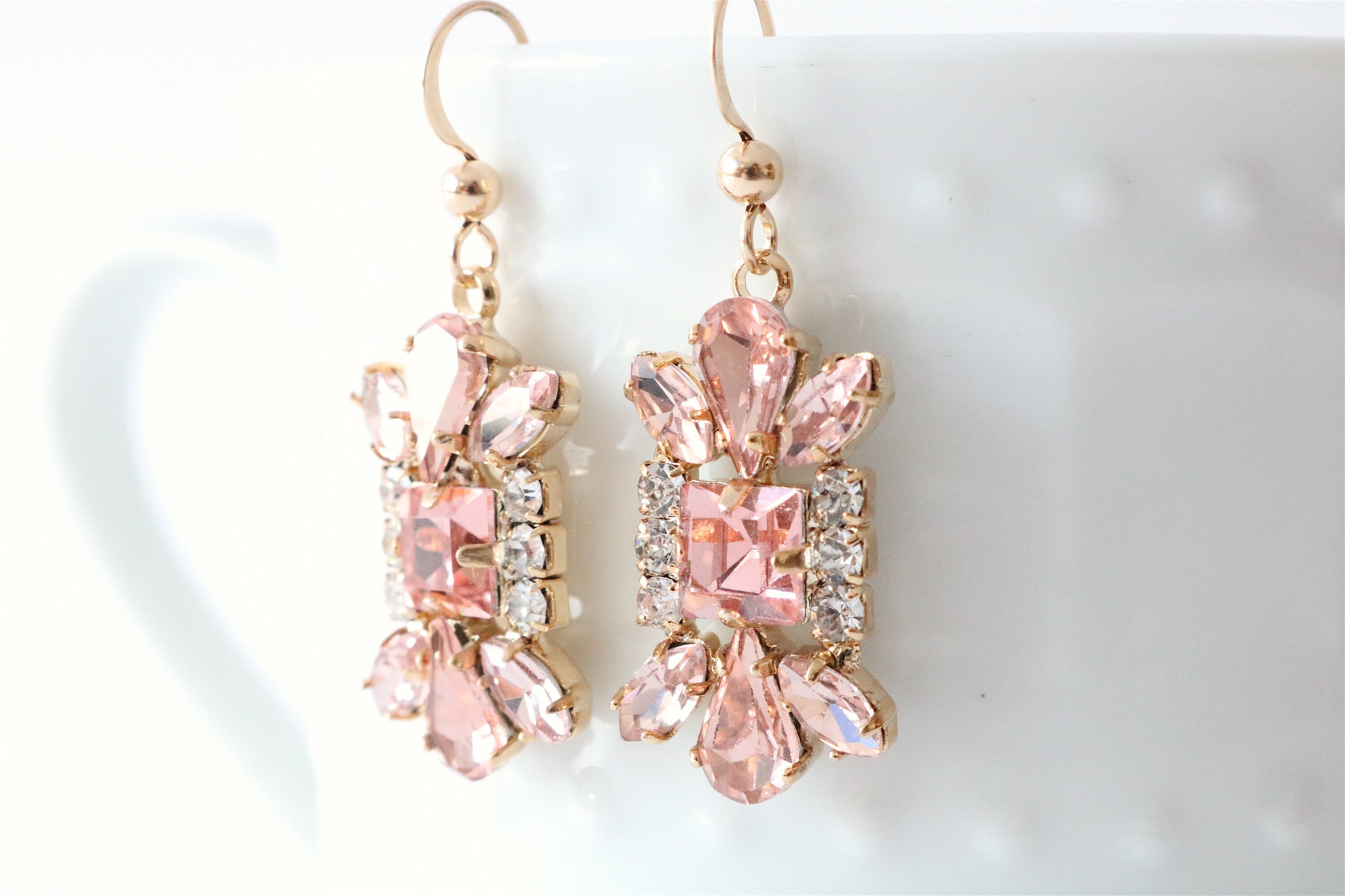 Blush jewelry blush earrings bridal earrings bridesmaid Etsy
