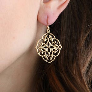 Filigree earrings, Persian earrings, gold filigrees, silver filigrees, laser cut earrings, small silver dangle earrings delicate earrings