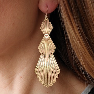 Filigree earrings, persian earrings, raw brass earrings, long earrings, moroccan earrings, statement earrings, gift for her, dressy dangles