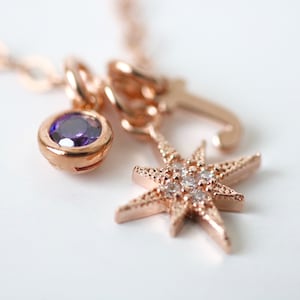 Personalized birthstone jewelry, north star necklace, dainty initial necklace, celestial jewelry, star jewelry, initial necklace gift 40