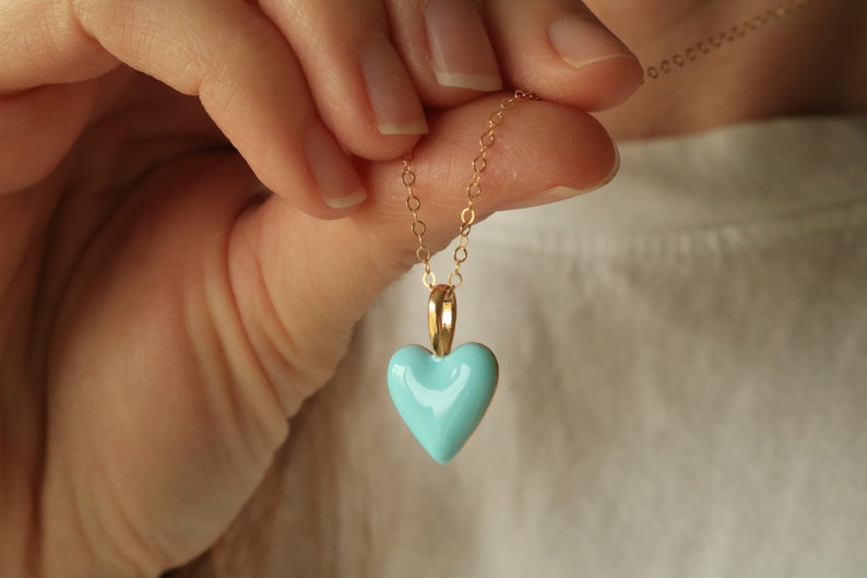 Pastel enamel heart necklace, interchangeable pendant, gift for daughter, Christmas gift for her, mix and match gold heart jewelry image 3
