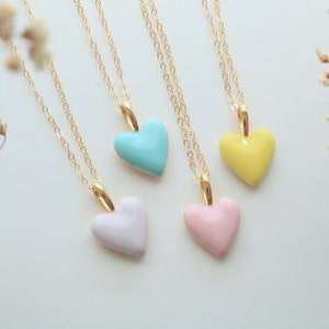 Pastel enamel heart necklace, interchangeable pendant, gift for daughter, Christmas gift for her, mix and match gold heart jewelry image 6