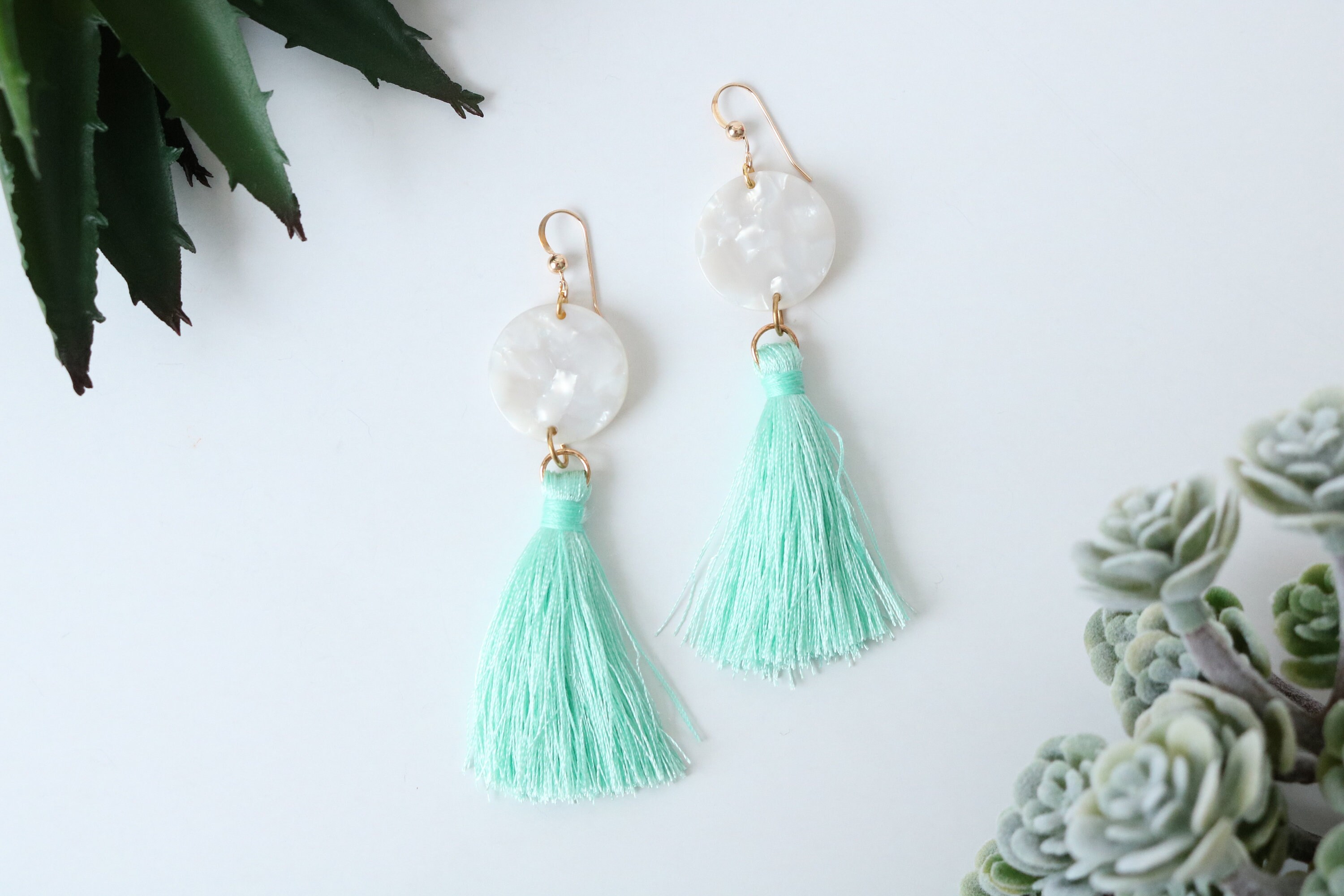 Mint Tassel Earrings