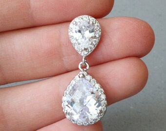 Bridal earrings, rose gold earrings, silver earrings, crystal earrings, formal earrings, prom earrings, formal jewelry, sparkly earrings