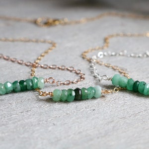 Genuine Emerald necklace, Mother&#39;s Day gift idea, May birthday gift for her, real emerald jewelry, Grade AAA, beaded necklace, ombre green