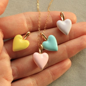 Pastel enamel heart necklace, interchangeable pendant, gift for daughter, Christmas gift for her, mix and match gold heart jewelry image 4