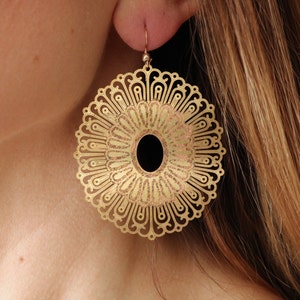 Filigree earrings, huge Persian earrings, raw brass earrings, huge lacy filigrees, huge earrings, moroccan earrings, statement earrings