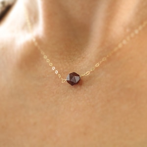 January birthstone necklace, garnet gemstone necklace, personalized jewelry, garnet necklace, January necklace, garnet jewelry under 30 gift
