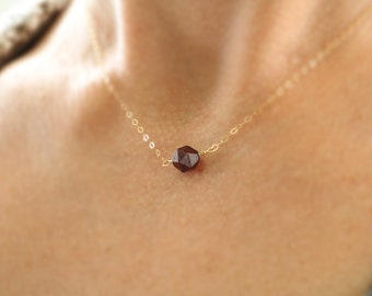 January birthstone necklace, garnet gemstone necklace, personalized jewelry, garnet necklace, January necklace, garnet jewelry under 30 gift