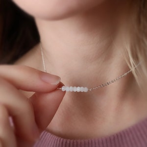 June birthstone necklace, moonstone gemstone necklace, dainty personalized jewelry, delicate moonstone necklace, June birthday gift for her