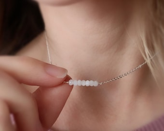 June birthstone necklace, moonstone gemstone necklace, dainty personalized jewelry, delicate moonstone necklace, June birthday gift for her