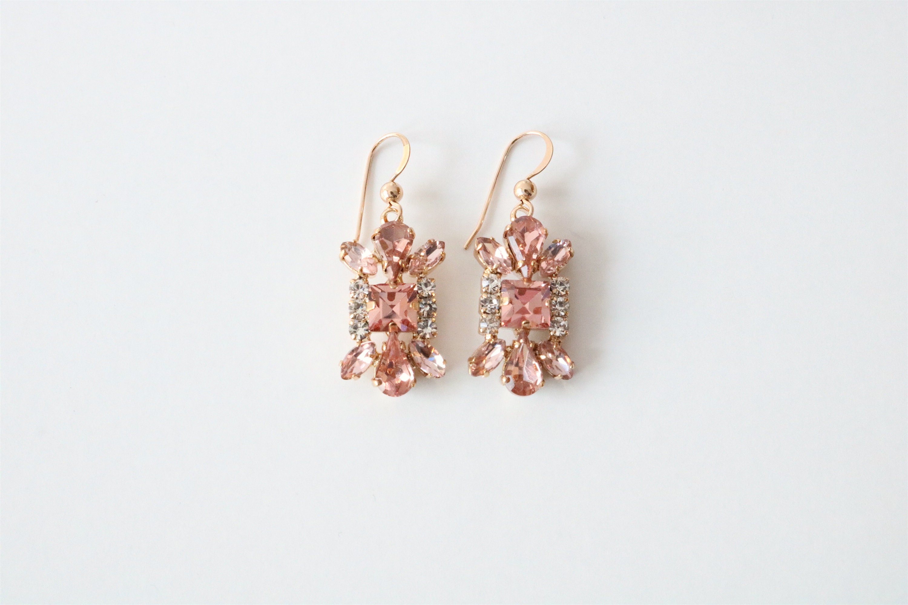 Blush Jewelry Blush Earrings Bridal Earrings Bridesmaid Etsy