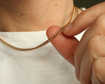 14K Gold-Filled Curb Chain Necklace: Tarnish-Free Miami Cuban Link