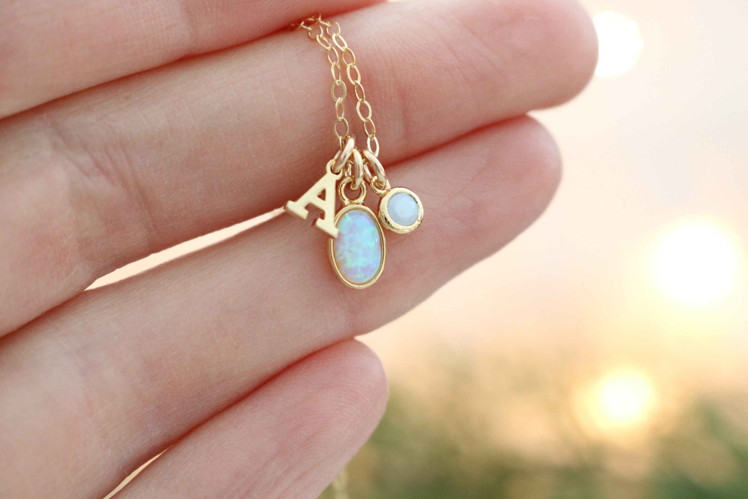 Personalized necklace opal jewelry rose gold opal pendant | Etsy