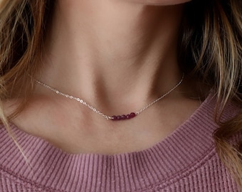 July birthstone necklace, genuine ruby gemstone necklace, dainty personalized jewelry, corundum ruby necklace, July birthday gift for her