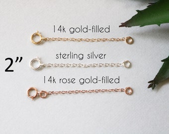 Extender chain for necklace, gold fill extender, sterling extension chain, rose gold-filled chain extension, 2 inch extender, 3 inch extend