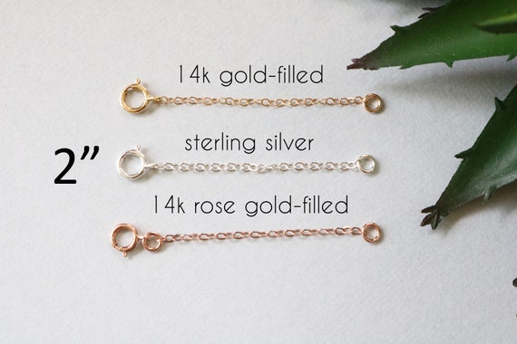 Solid Sterling Silver 3 Open Link Chain Necklace Extender Pink Rose Gold  Plated