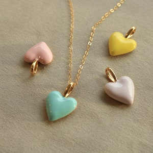 Pastel enamel heart necklace, interchangeable pendant, gift for daughter, Christmas gift for her, mix and match gold heart jewelry image 2