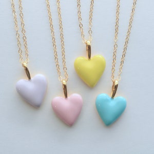 Pastel enamel heart necklace, interchangeable pendant, gift for daughter, Christmas gift for her, mix and match gold heart jewelry image 10