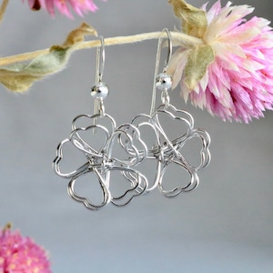 Delicate wire flower earrings, Bohemian floral earrings, plant mom gift, minimalist earrings, Valentines gift for her, teacher gifts