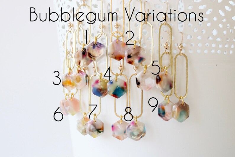 Resin earrings, tortoise shell earrings, acetate earrings, geometric earrings, simple earrings, Valentine's Day gift for her, gift for woman image 4
