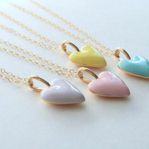 Pastel enamel heart necklace, interchangeable pendant, gift for daughter, Christmas gift for her, mix and match gold heart jewelry image 9