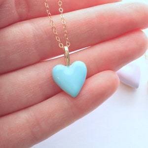 Pastel enamel heart necklace, interchangeable pendant, gift for daughter, Christmas gift for her, mix and match gold heart jewelry image 7