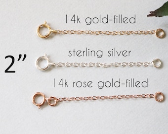 Extender chain for necklace, gold fill extender, sterling extension chain, rose gold-filled chain extension, 2 inch extender, 3 inch extend