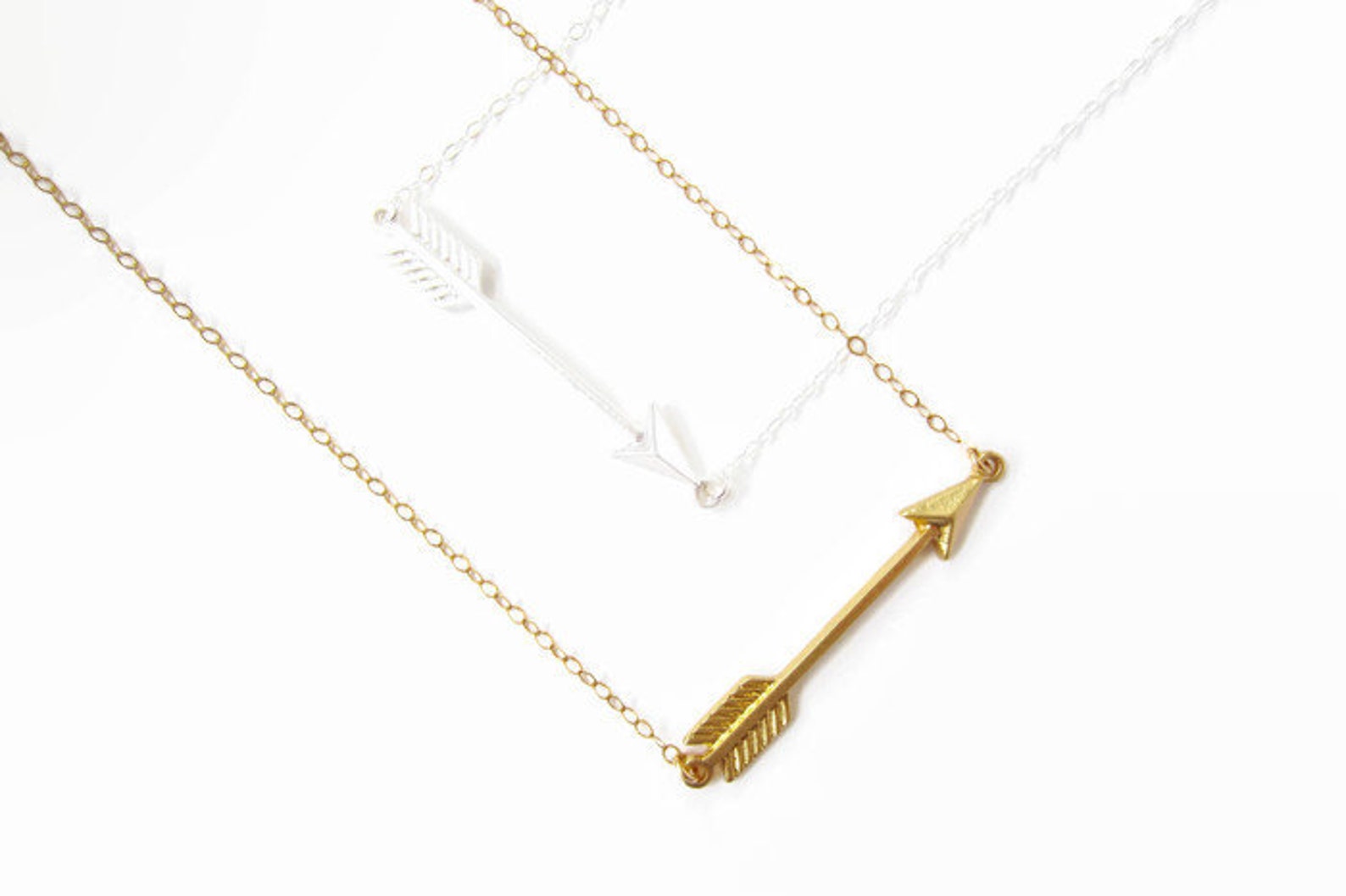 Gold Arrow Necklace Silver Arrow Jewelry Bar Necklace Etsy Canada