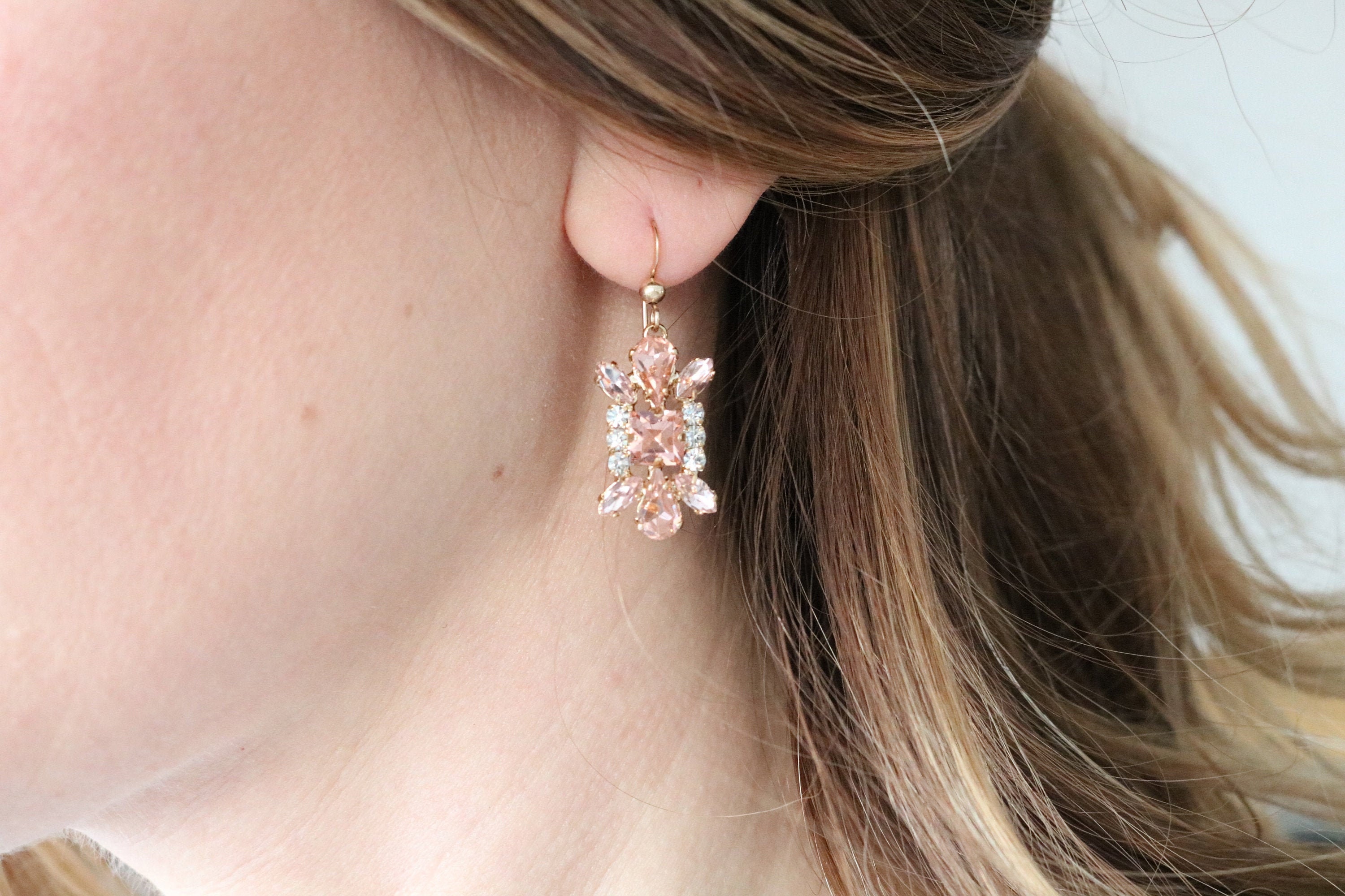 Blush Jewelry Blush Earrings Bridal Earrings Bridesmaid Etsy