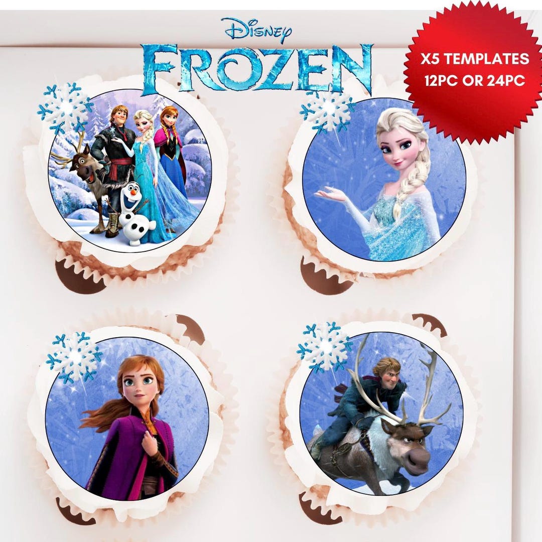 Frozen Themed Edible Cupcake & Cookie Printing Template Elsa, Anna ...