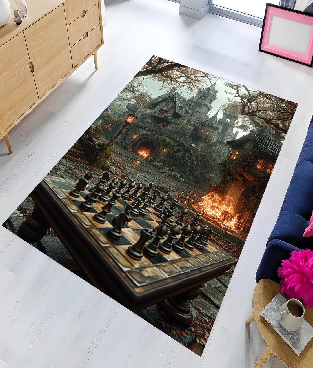 Chess Game Pattern Rug,game Room Rug,modern Rug,home Decor,area Rug ...
