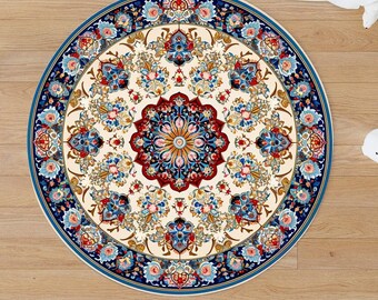Mandala Round Rug, Living Room Rug, Chair Mat, Salon Decor