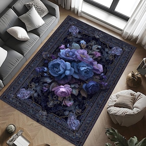Vintage Rose Rug, Rose Rug, Floral Rug, Gothic Rug For Rose Decor, Vintage Style Modern Rug, Popular Rug, Area Rug, Living Room Rug