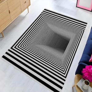 Black-White Vortex Rug,Psychedelic Optical illusion Rug,Vortex Rug,Trippy Rug,Custom Rug,Young Room Rug,Colorful Rug,3D Vortex Rug,Illusion