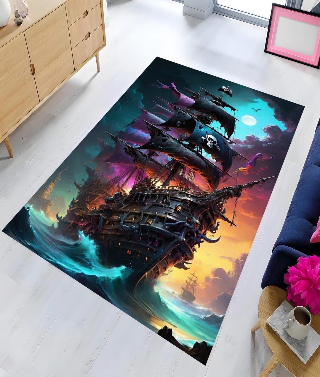 Pirate Rug, Old Ship Rug, Boat Rug, Pirate Boat Decor, Fantastic Rug ...