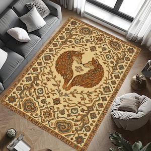 Rustic Wolf Rug, Wolf Area Rug, Gothic Forest Animal Area Rug, Animal Rug, Vintage Style Modern Rug, Popular Rug, Area Rug, Living Room Rug