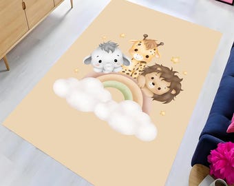 Rug for Baby Nursery, Non Slip Rug, Washable Printed Rug