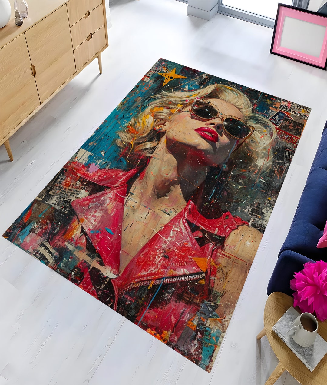 Colours Rug Digital Marilyn Monroe Rug,colorful Rug,digital Printed Rug,living Room Rug ...