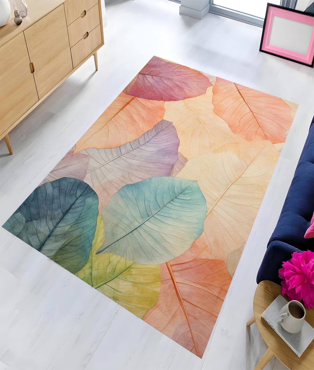 Abstract Leaf Rug, Abstract Rug, Leaf Rug, Abstract Leaf Pattern Rug ...