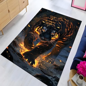 Tiger Rug, Tiger Pattern Rugs, Animal Pattern Rug,Colorful Rugs, Big Cat Rug, Non Slip Rug, Popular Rug, Washable Printed Rug,Decorative Rug