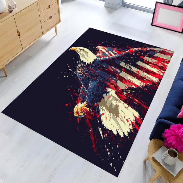 Tapis drapeau américain aigle, tapis symbole de la liberté, tapis drapeau aigle, tapis drapeau américain, tapis drapeau américain, tapis aigle, tapis drapeau des Etats-Unis, tapis américain