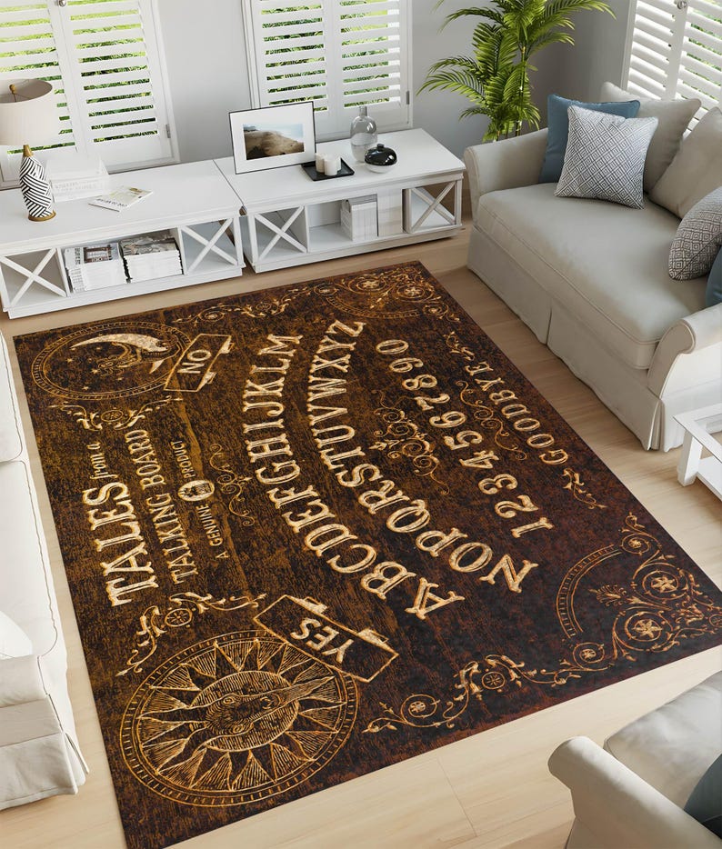 Ouija Board Carpet, Devil Decor Rug, Spooky Design Rug afbeelding 3