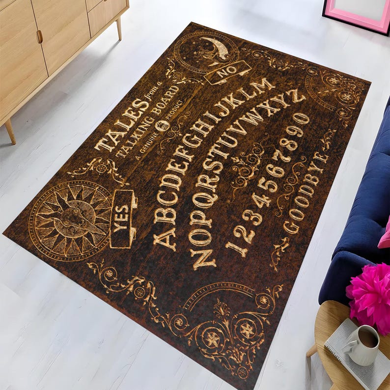 Ouija Board Carpet, Devil Decor Rug, Spooky Design Rug afbeelding 2