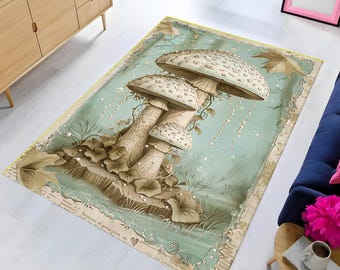 Mushroom Lover Rug, Magical Forest Rug, Housewarming Gift