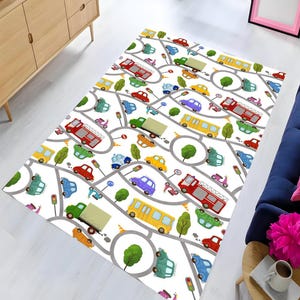 Kids Road Play Rug, Playroom Rug, Traffic Play Mat, Gift For Kids Room, Non Slip Rug, Gift Rug, Washable Printed Rug, Decorative Rug